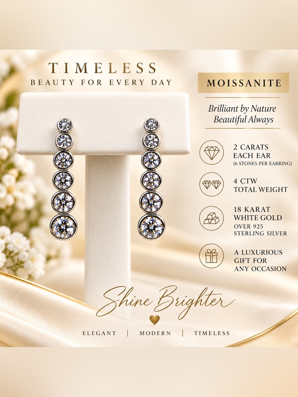 Drop Earrings in White Gold - Shine Brighter